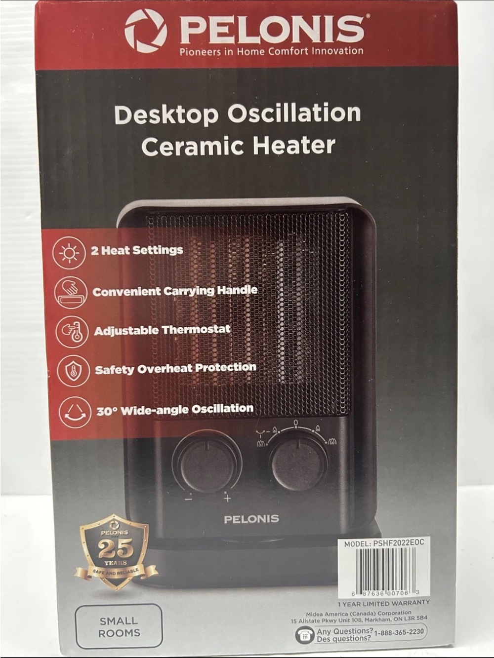 🔥 Pelonis PSHF2022EOC Desktop Oscillating Ceramic Space Heater 1500W — Black